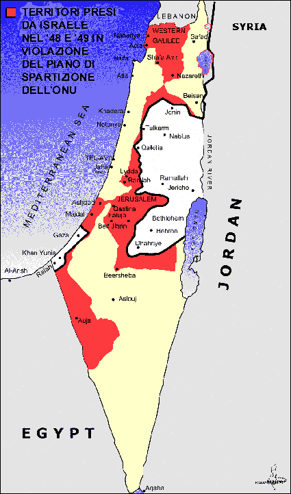 Figura 2: I territori conquistati da Israele con la Guerra del 1948/49